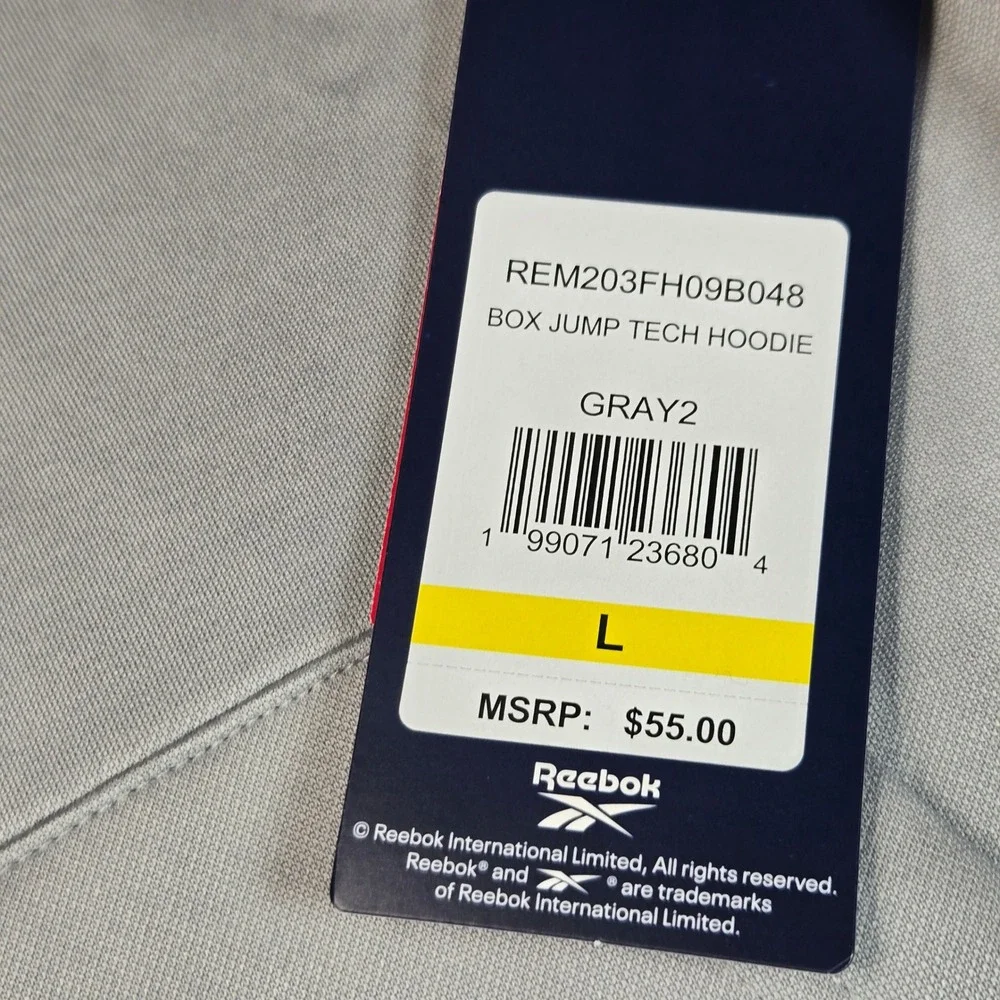 Reebok Mens Box Jump Tech Hoodie Gray Athletic Sweatshirt REM203FH09B048 Size L - Picture 7 of 11